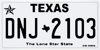 TX license plate DNJ2103