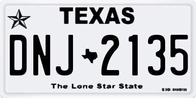 TX license plate DNJ2135