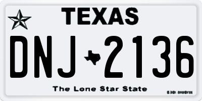 TX license plate DNJ2136