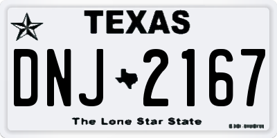 TX license plate DNJ2167