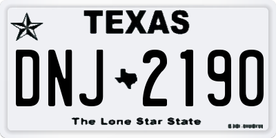 TX license plate DNJ2190