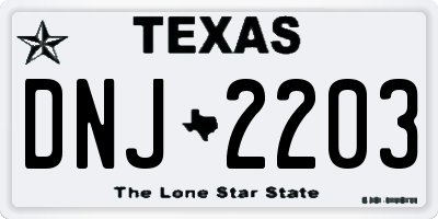 TX license plate DNJ2203