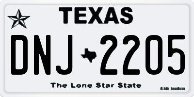 TX license plate DNJ2205
