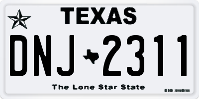 TX license plate DNJ2311