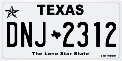 TX license plate DNJ2312