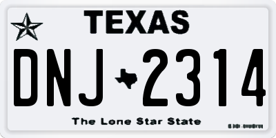 TX license plate DNJ2314