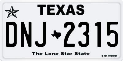 TX license plate DNJ2315