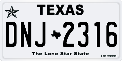 TX license plate DNJ2316