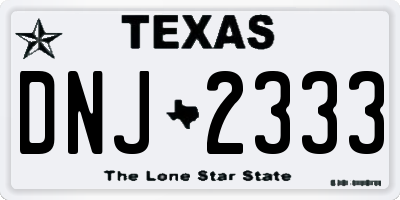 TX license plate DNJ2333