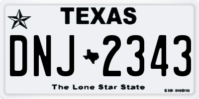 TX license plate DNJ2343