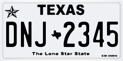 TX license plate DNJ2345