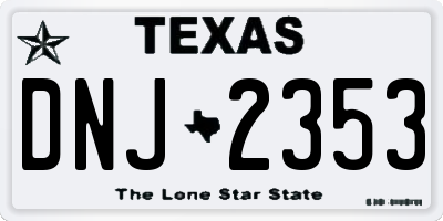 TX license plate DNJ2353