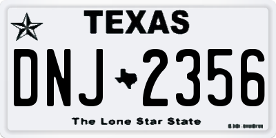 TX license plate DNJ2356