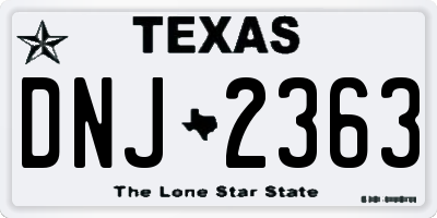 TX license plate DNJ2363