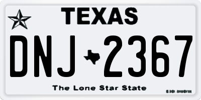 TX license plate DNJ2367