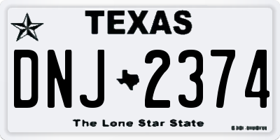 TX license plate DNJ2374