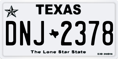 TX license plate DNJ2378