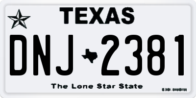 TX license plate DNJ2381