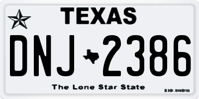 TX license plate DNJ2386