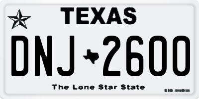TX license plate DNJ2600