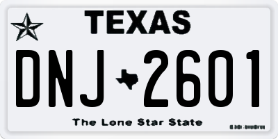 TX license plate DNJ2601