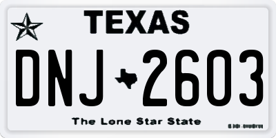 TX license plate DNJ2603