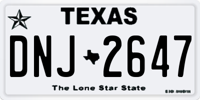 TX license plate DNJ2647