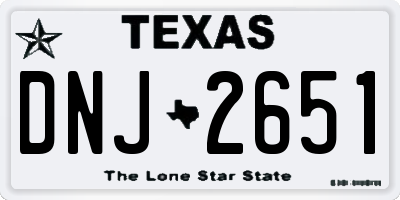 TX license plate DNJ2651