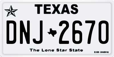 TX license plate DNJ2670