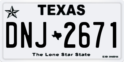 TX license plate DNJ2671