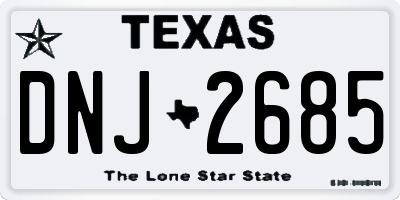 TX license plate DNJ2685