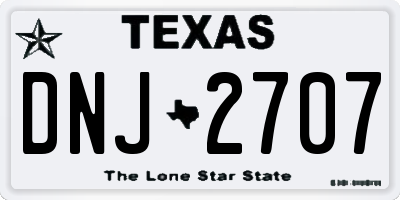 TX license plate DNJ2707