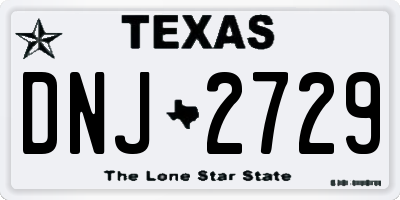 TX license plate DNJ2729