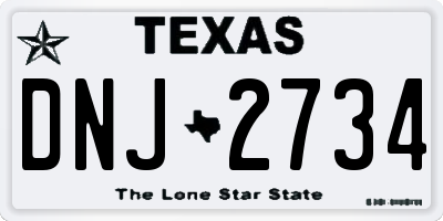 TX license plate DNJ2734