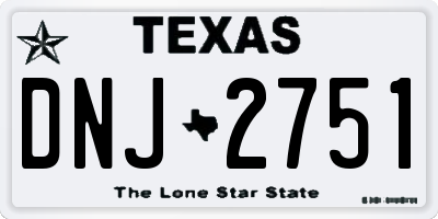 TX license plate DNJ2751