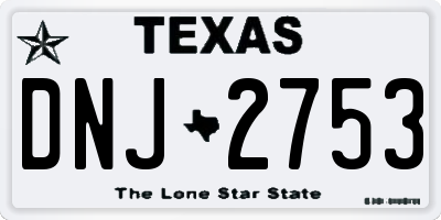TX license plate DNJ2753