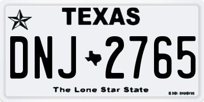 TX license plate DNJ2765