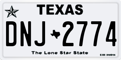 TX license plate DNJ2774