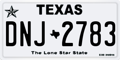 TX license plate DNJ2783