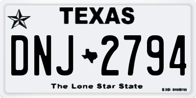 TX license plate DNJ2794
