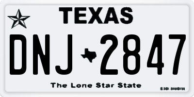 TX license plate DNJ2847