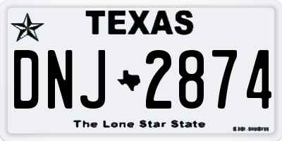 TX license plate DNJ2874