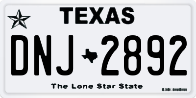 TX license plate DNJ2892