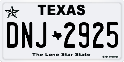 TX license plate DNJ2925