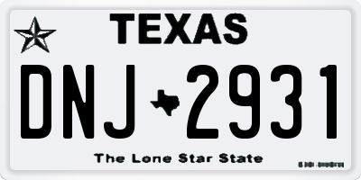 TX license plate DNJ2931