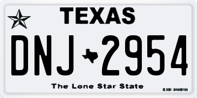 TX license plate DNJ2954