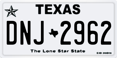 TX license plate DNJ2962