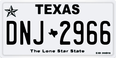 TX license plate DNJ2966
