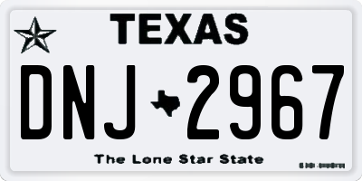 TX license plate DNJ2967