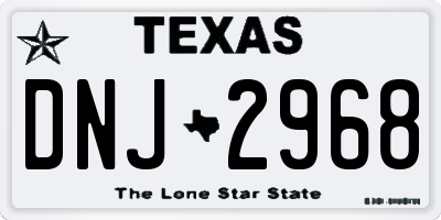 TX license plate DNJ2968
